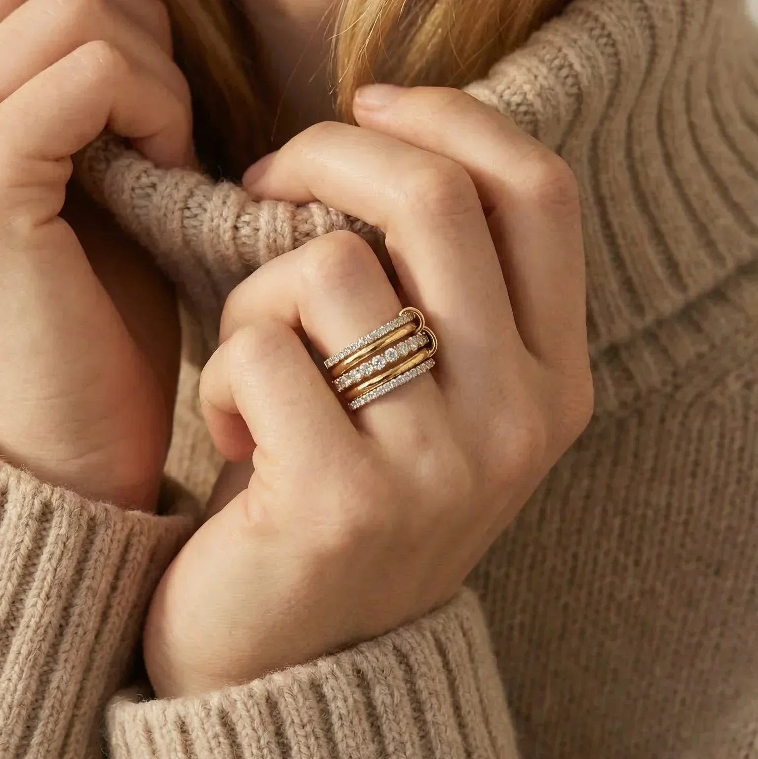 Belfast Two Tone Stacked Diamond Ring