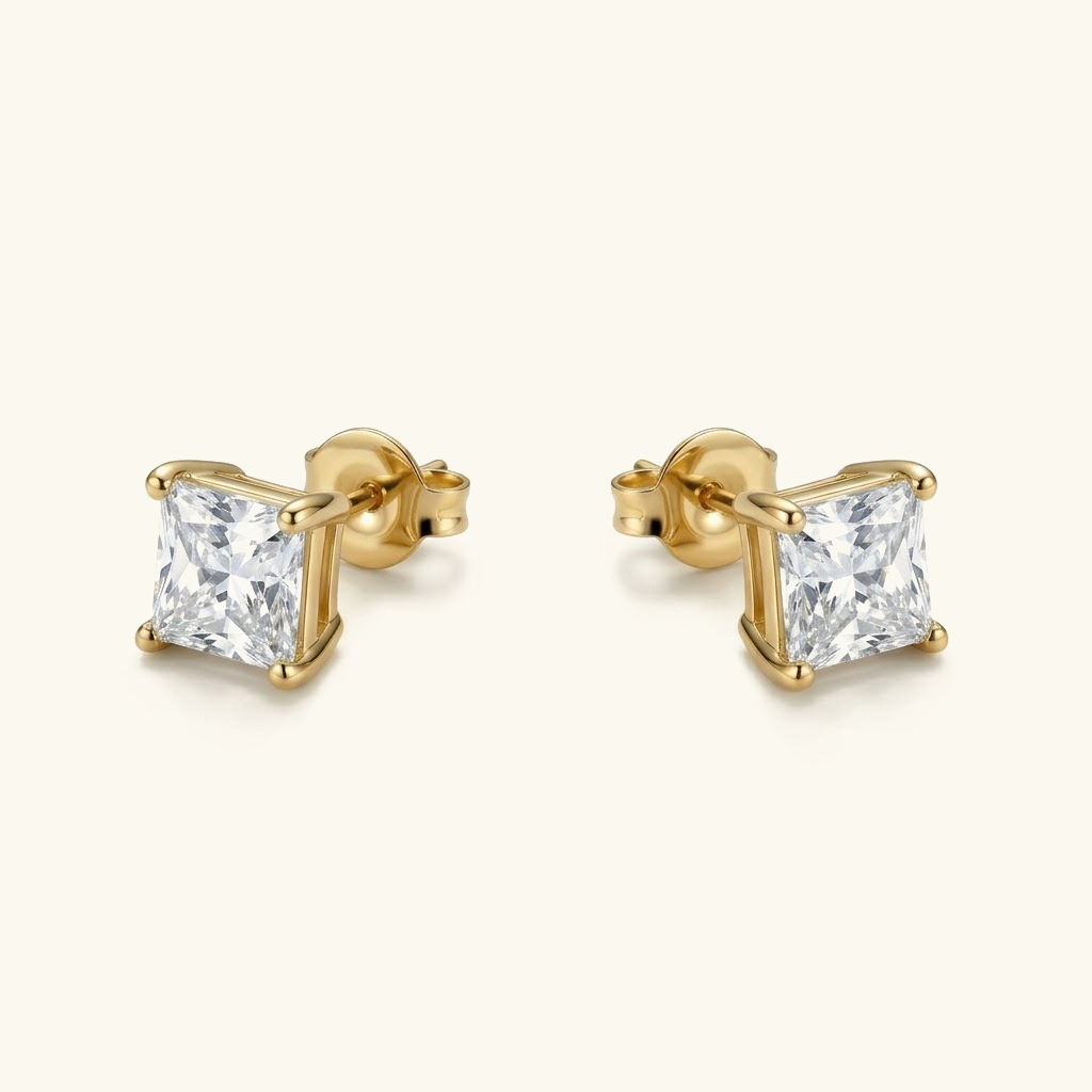 Eternal Solitaire Gold Earrings