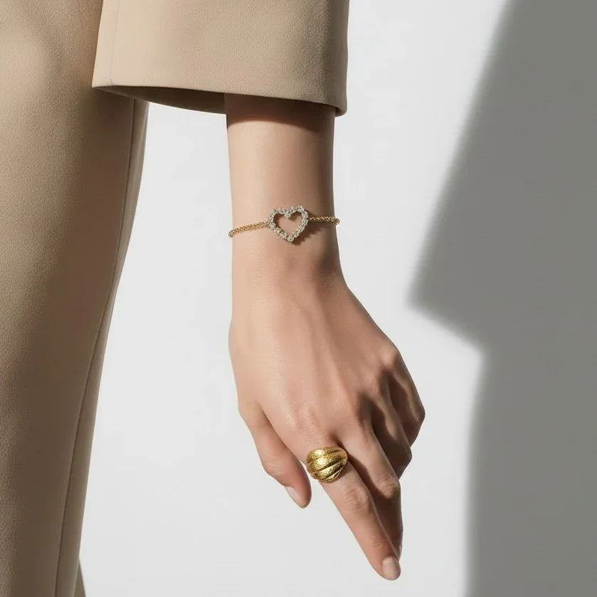 Emma Diamond Heart Gold Bracelet