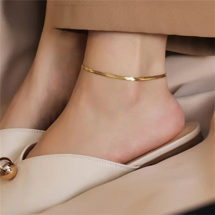 Summer Gold Herringbone Anklet