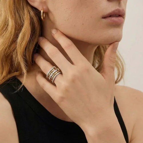 Belfast Two Tone Stacked Diamond Ring