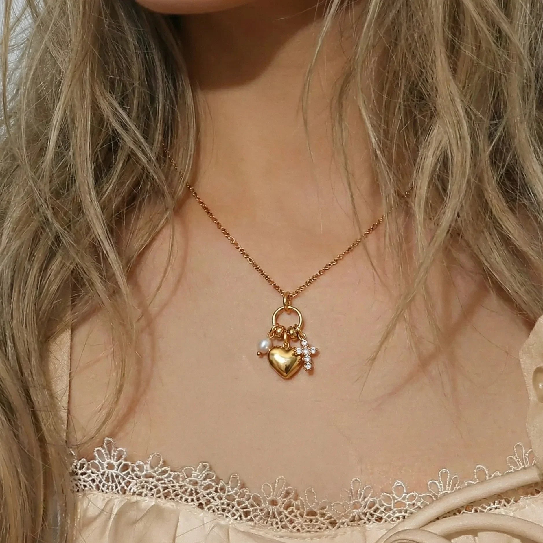Minerva Diamond Heart Charm Necklace