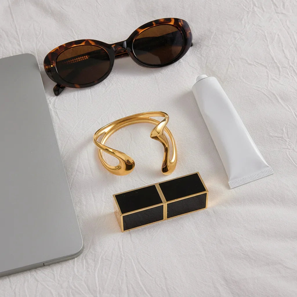 Hannah Sculpted Gold Bangle