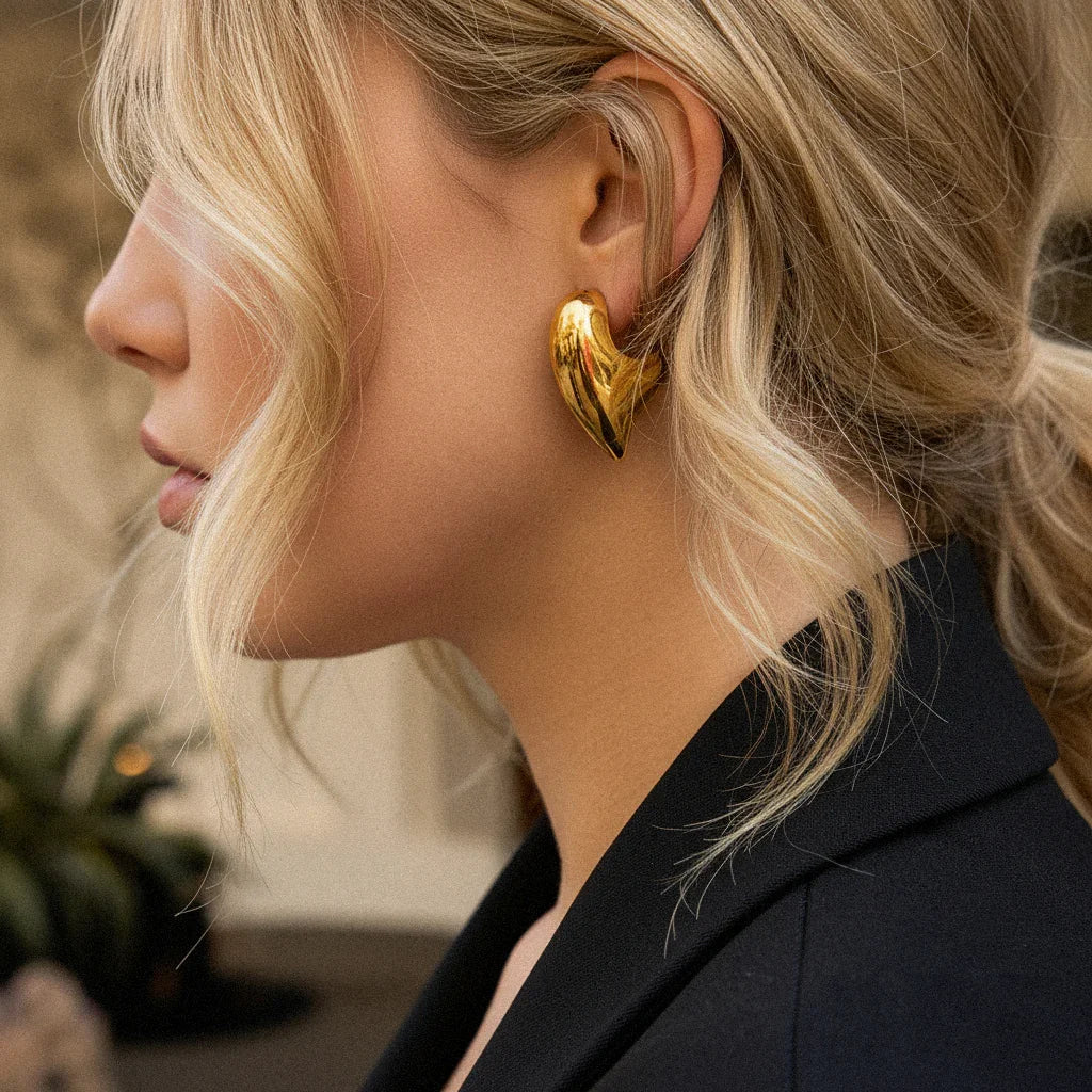 Pride Chunky Heart Gold Earrings