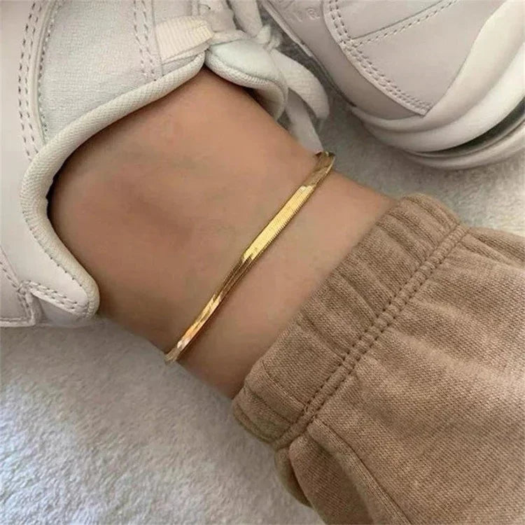 Summer Gold Herringbone Anklet