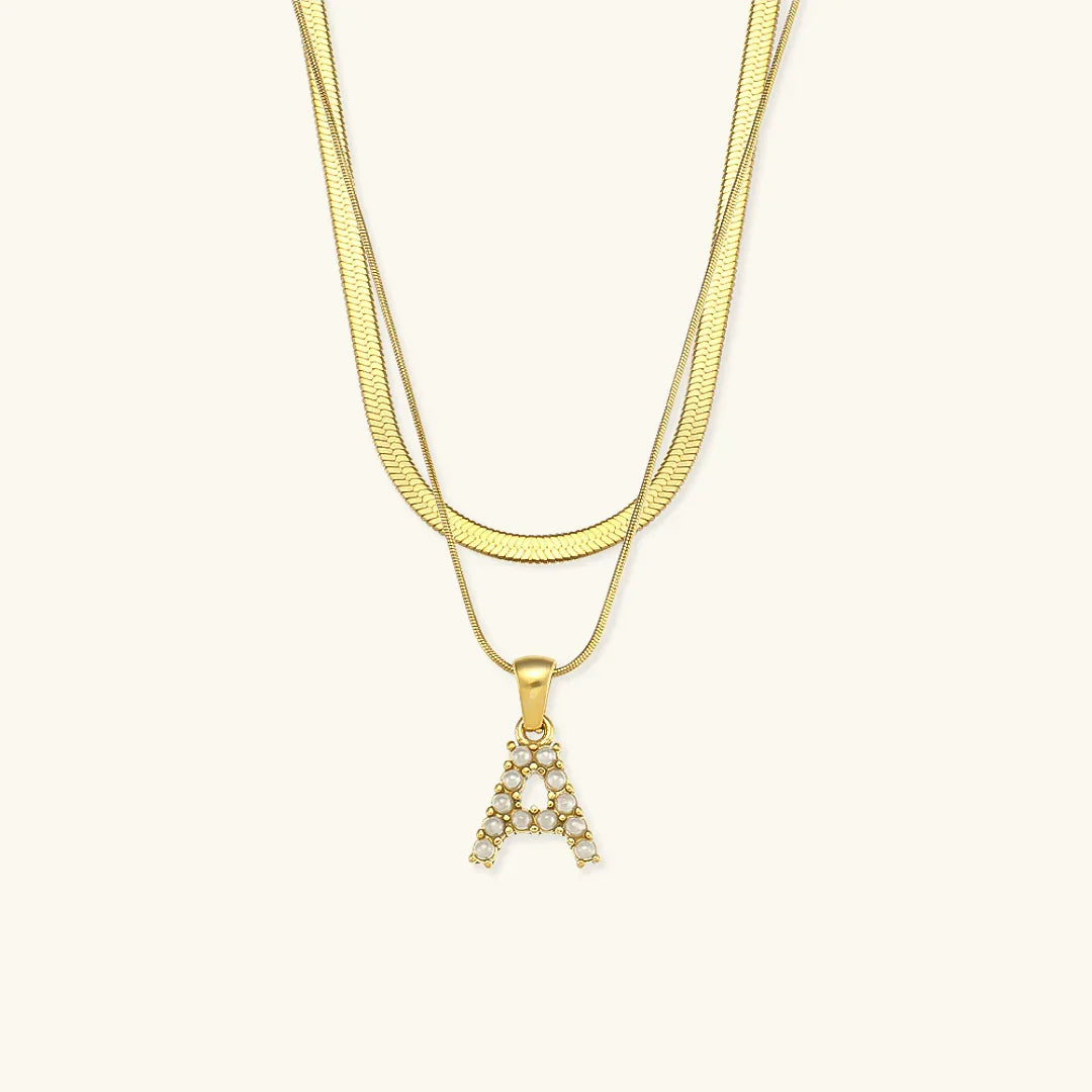 Bastet Layered Gold Initial Letter Necklace
