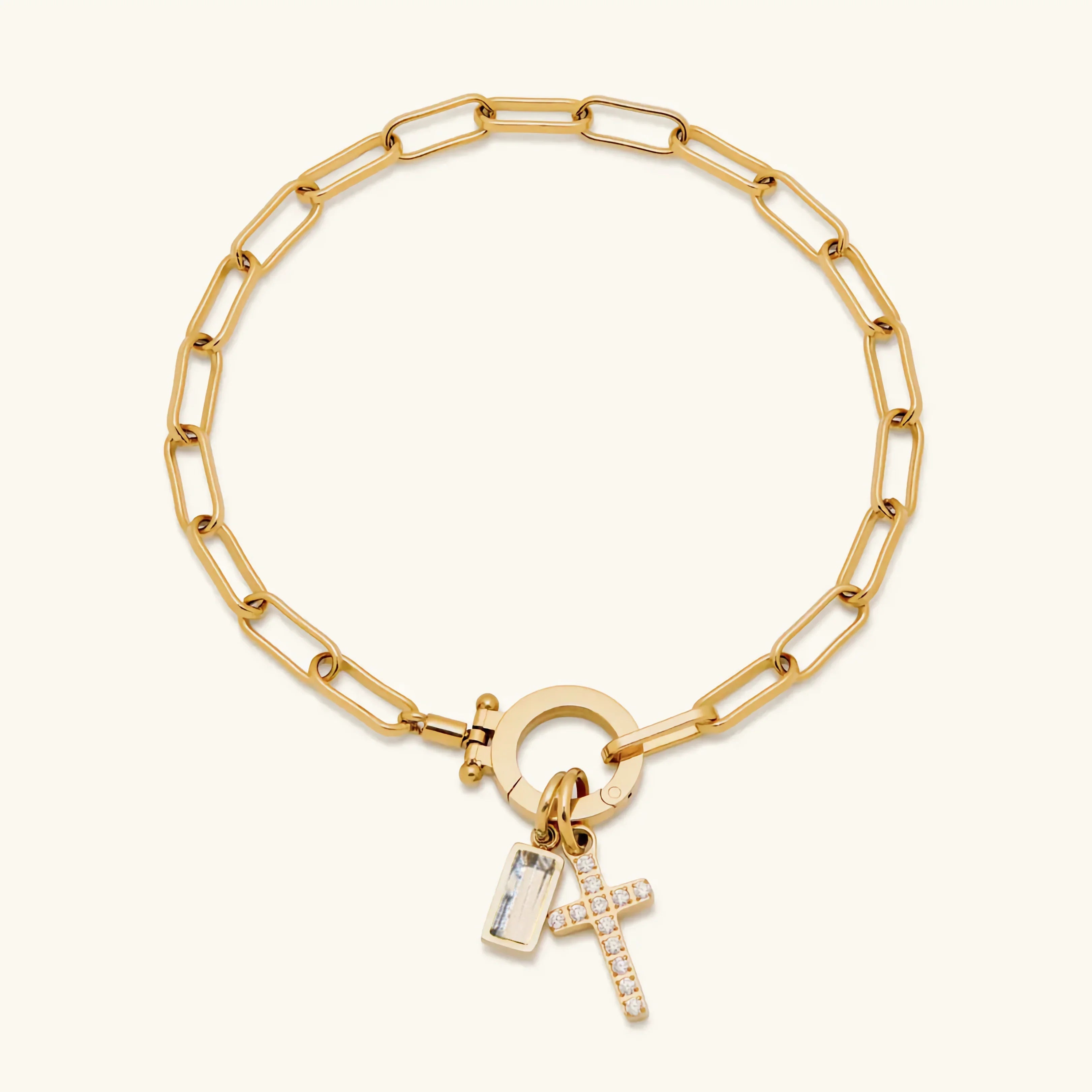 Helen Birthstone Cross Bracelet