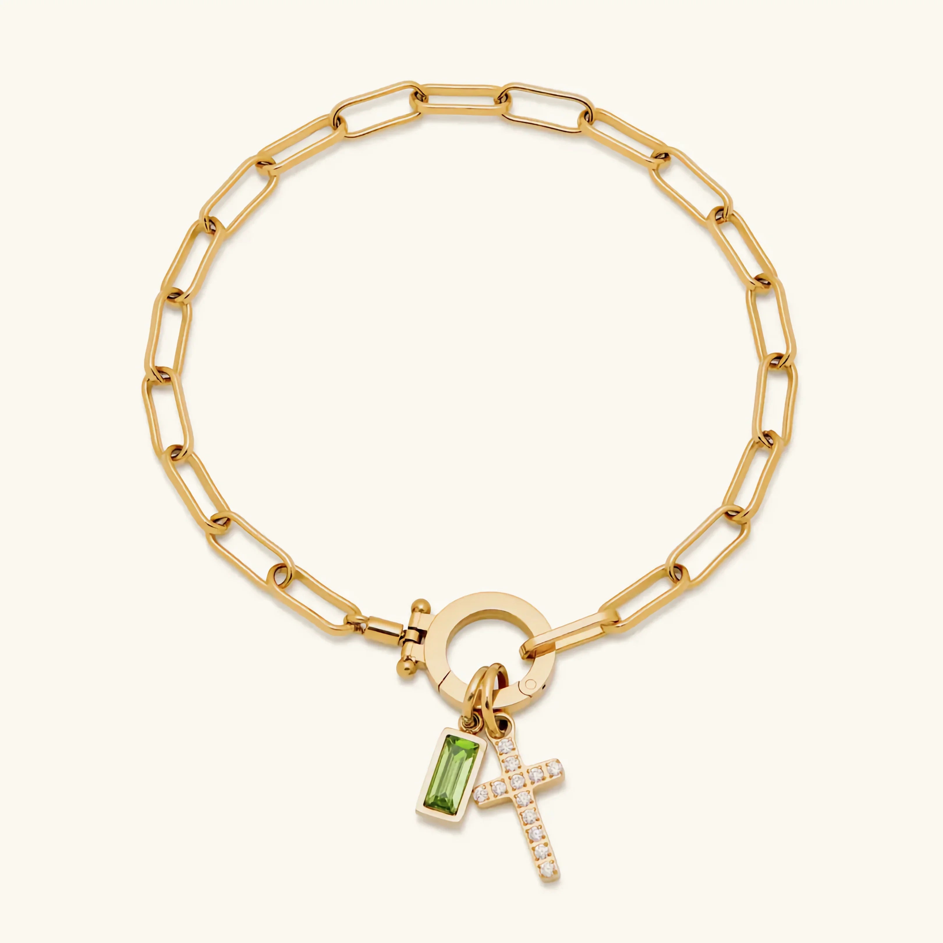 Helen Birthstone Cross Bracelet