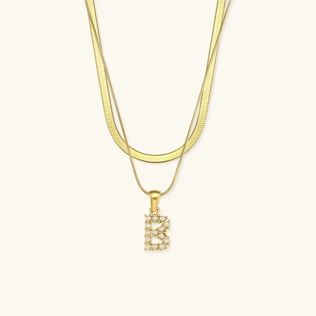 Bastet Layered Gold Initial Letter Necklace