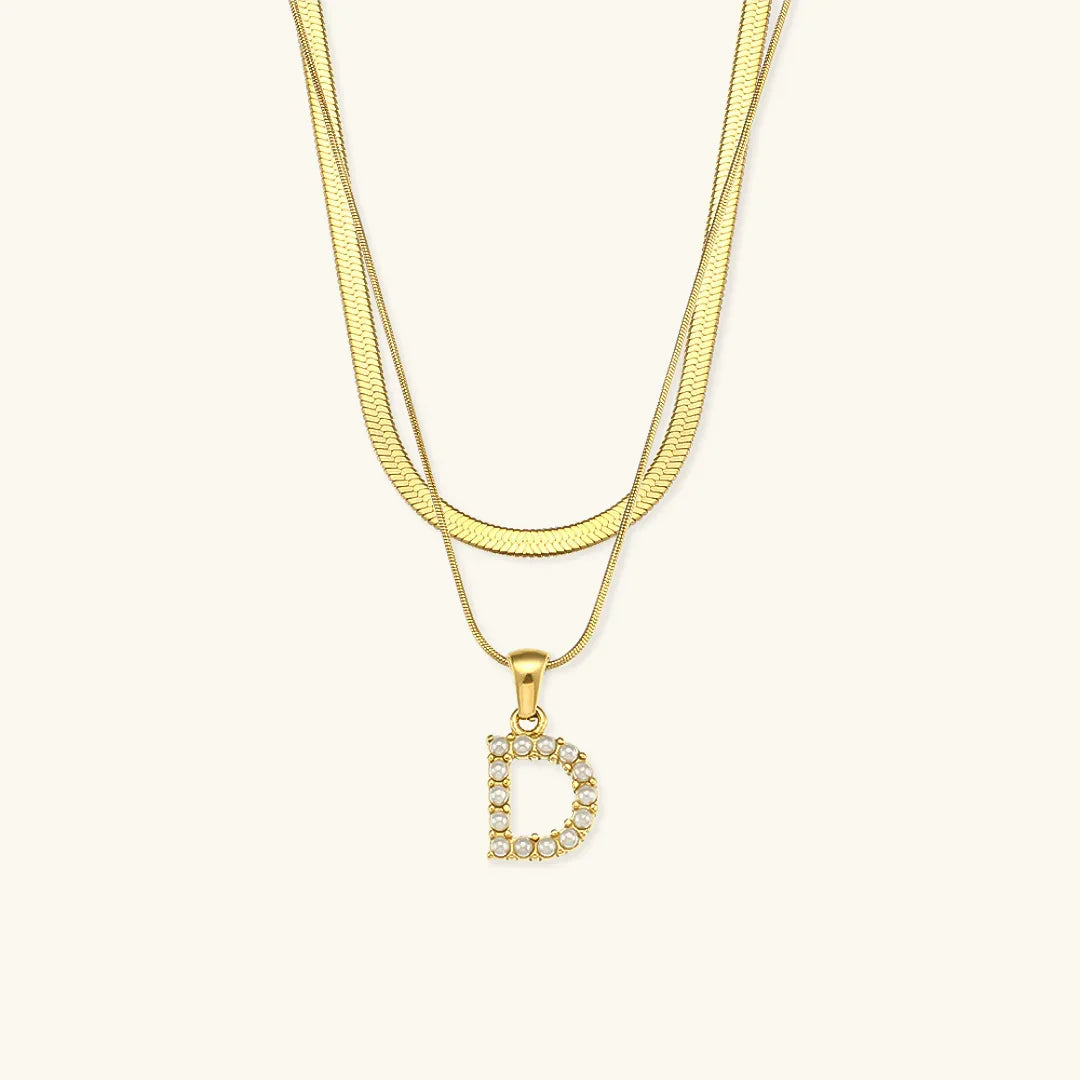 Bastet Layered Gold Initial Letter Necklace