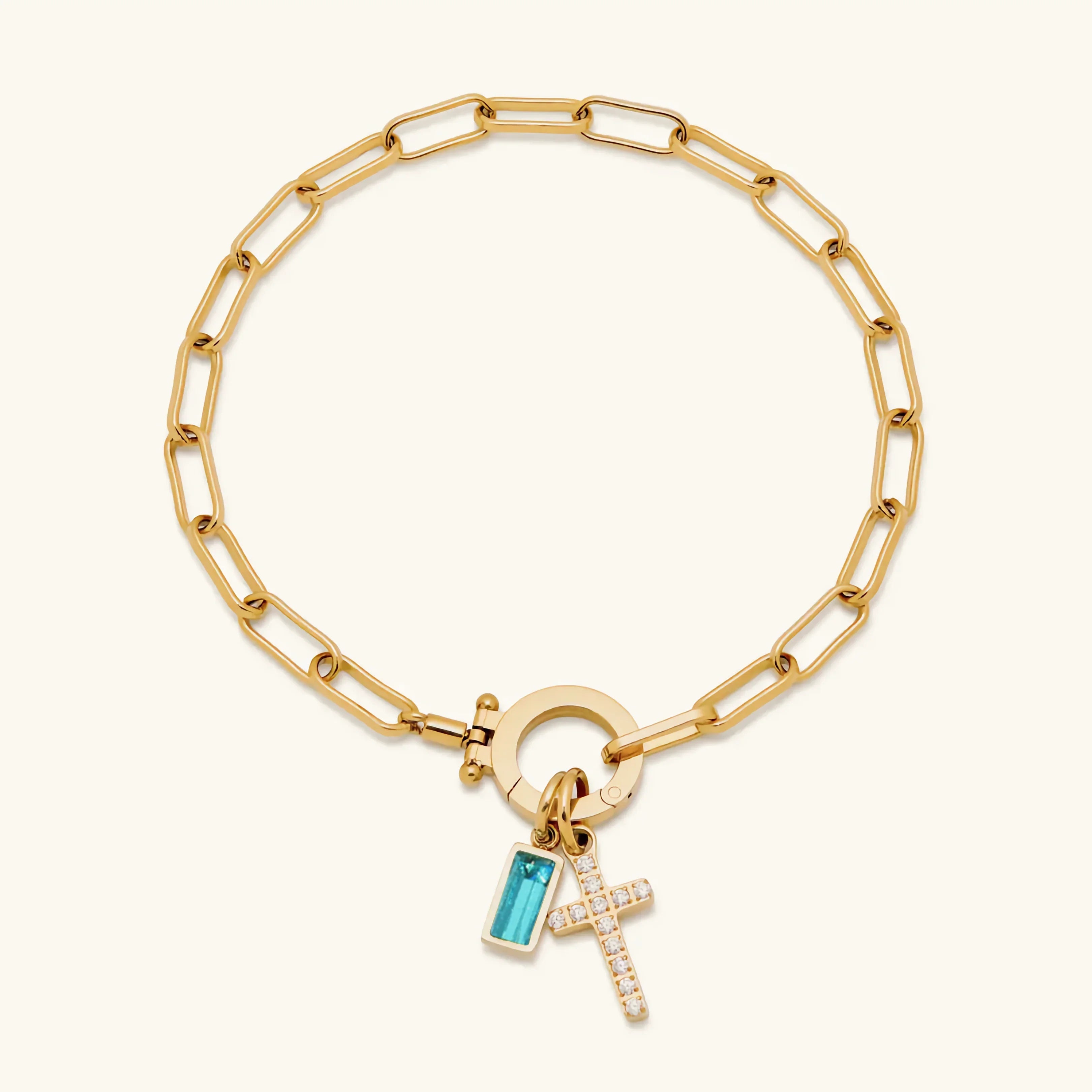 Helen Birthstone Cross Bracelet