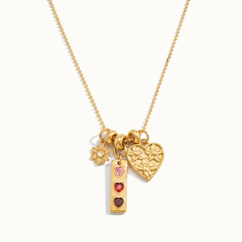 Calliope Triple Heart Charm Necklace