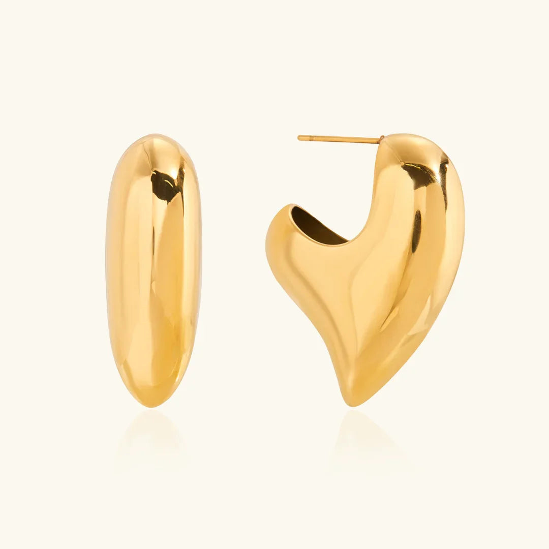 Pride Chunky Heart Gold Earrings