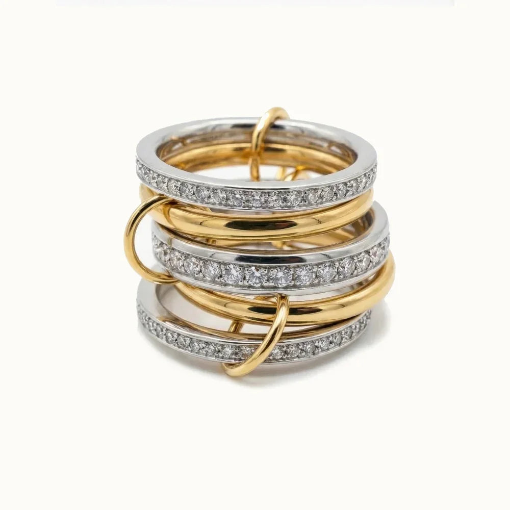 Genoa Two Tone Stacked Diamond Ring