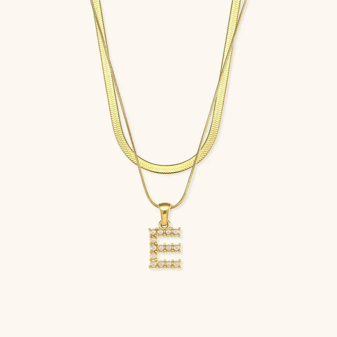 Bastet Layered Gold Initial Letter Necklace