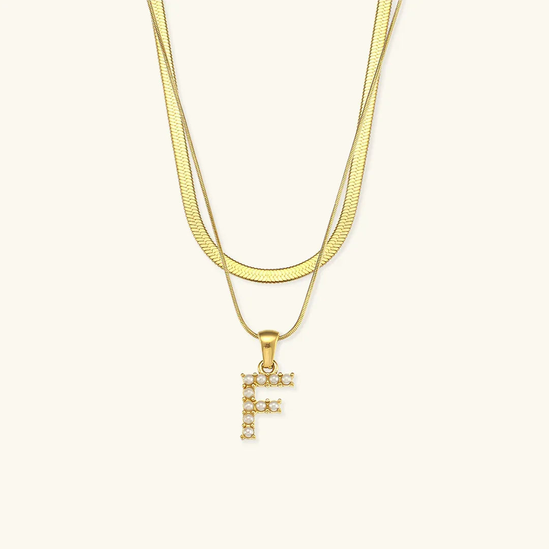 Bastet Layered Gold Initial Letter Necklace