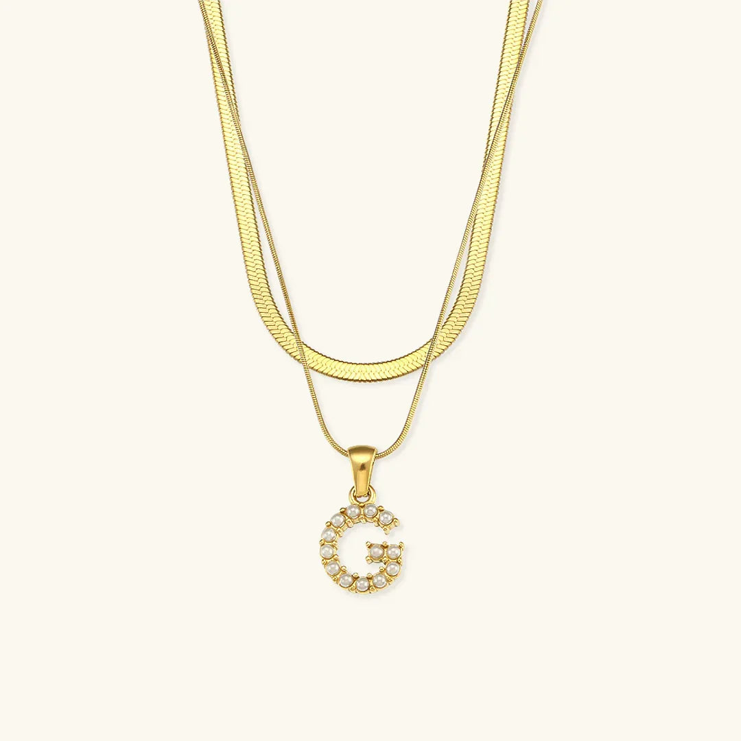Bastet Layered Gold Initial Letter Necklace