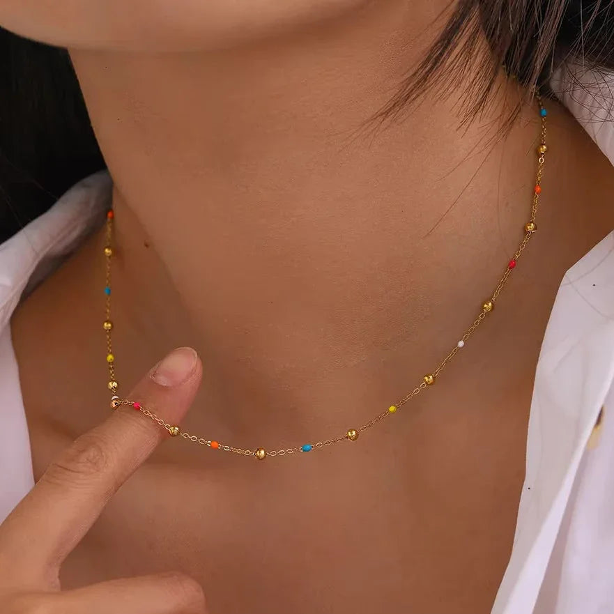 Ixchel Gold Chain Bead Necklace
