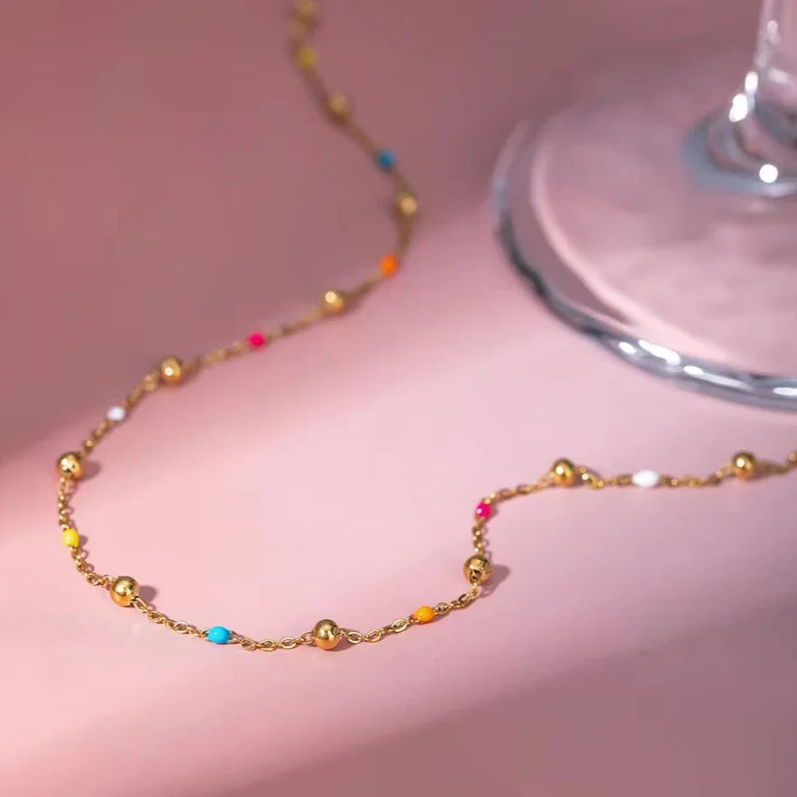 Ixchel Gold Chain Bead Necklace