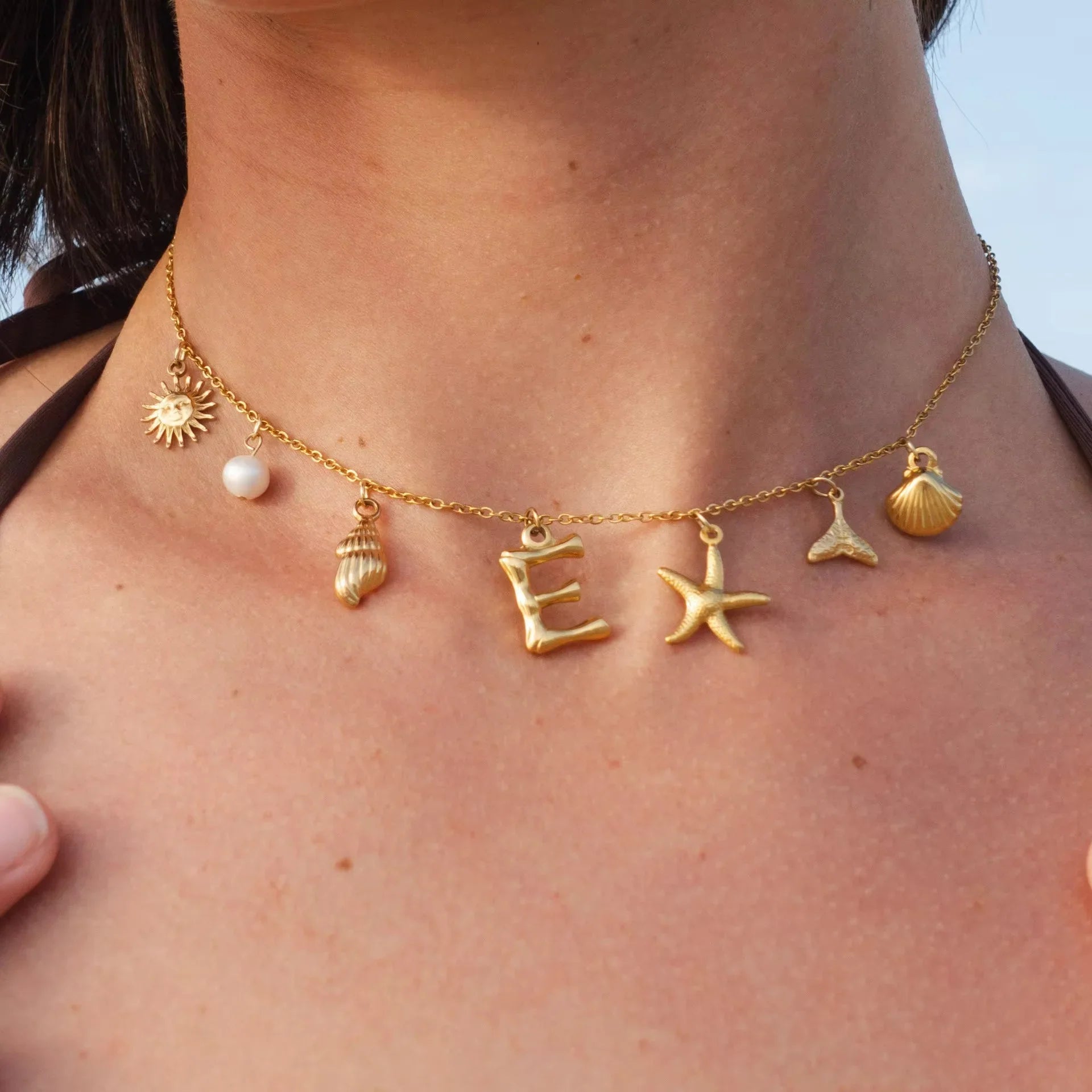 Nut Ocean Initial Necklace