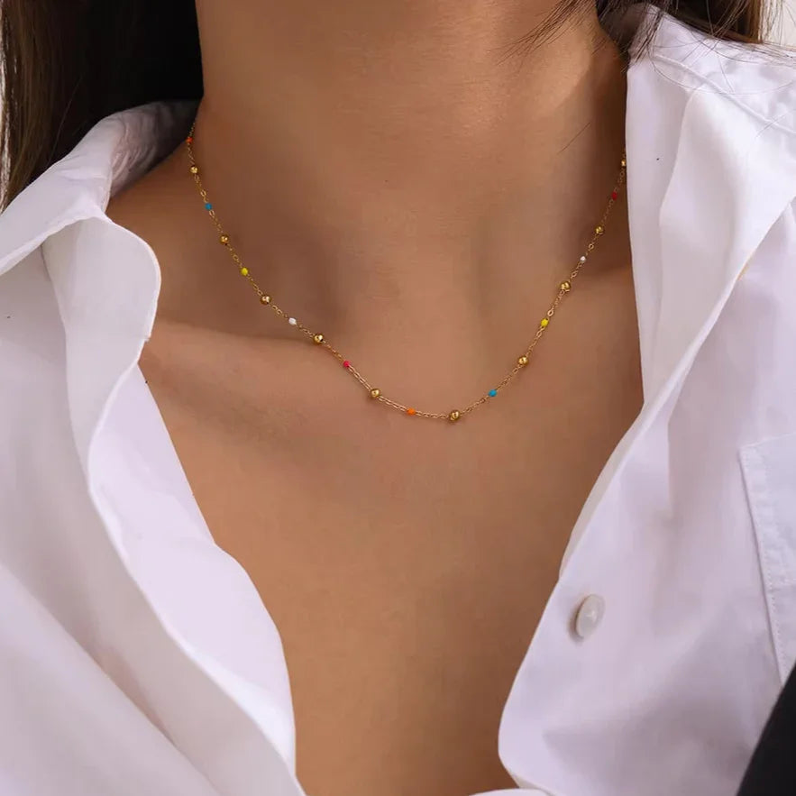Ixchel Gold Chain Bead Necklace
