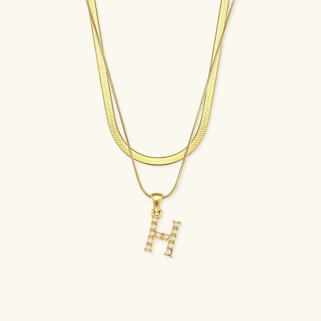 Bastet Layered Gold Initial Letter Necklace