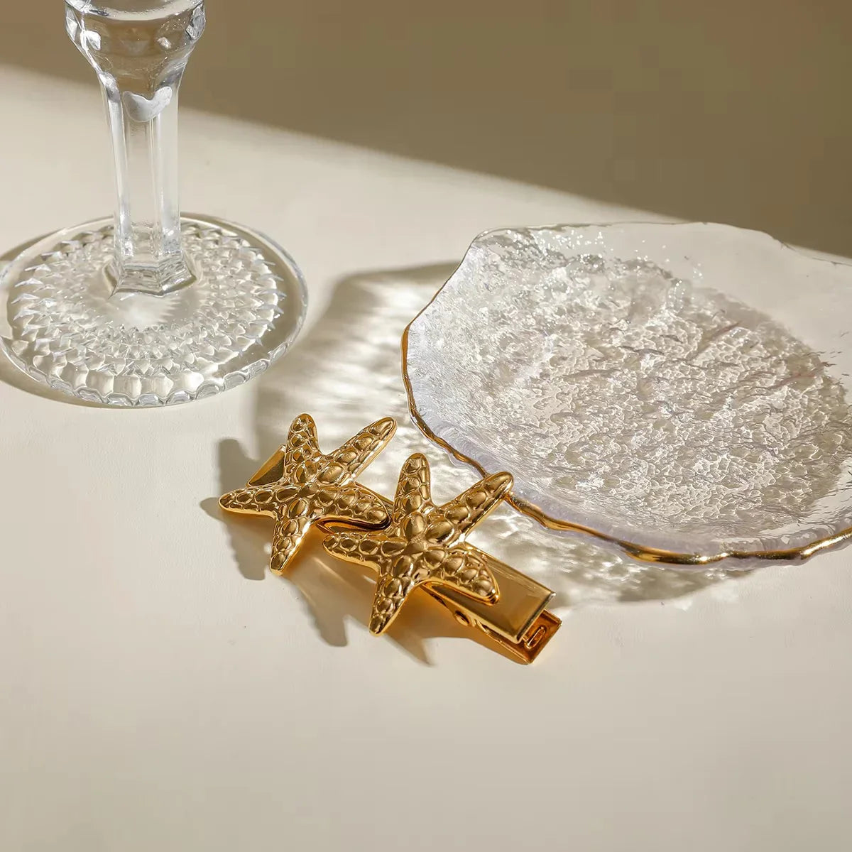 Peony Starfish Gold Hair Clip