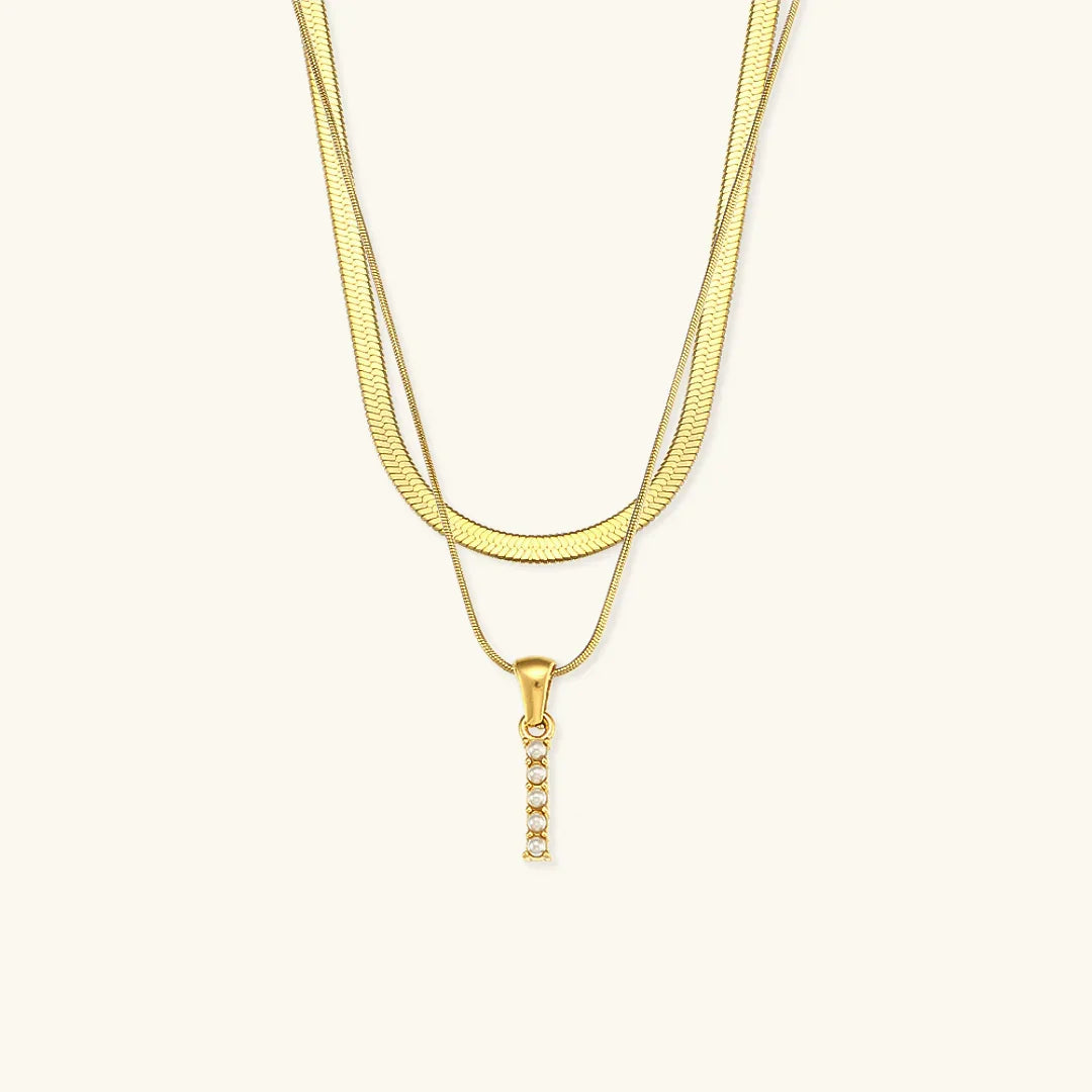 Bastet Layered Gold Initial Letter Necklace