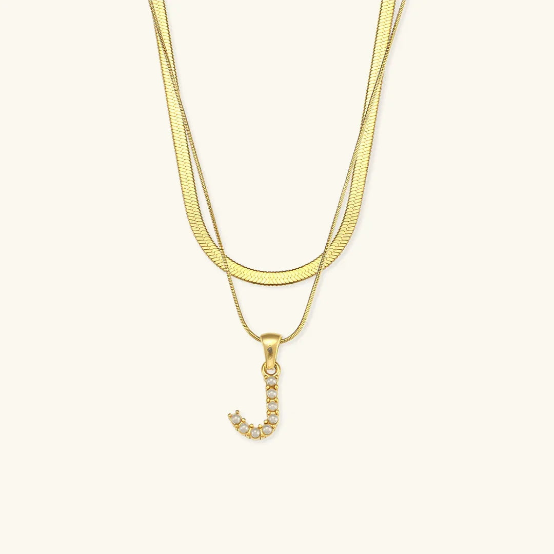 Bastet Layered Gold Initial Letter Necklace