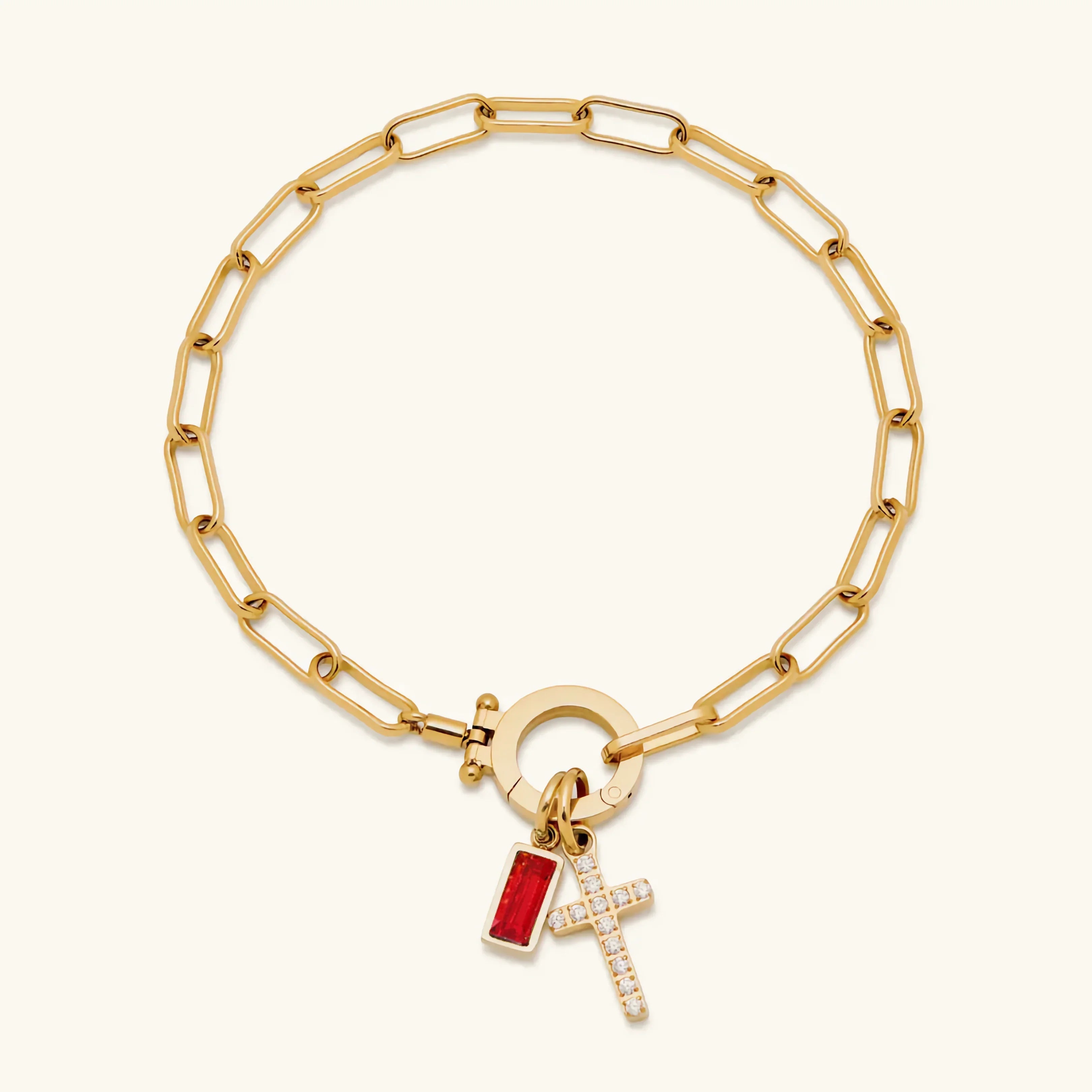 Helen Birthstone Cross Bracelet