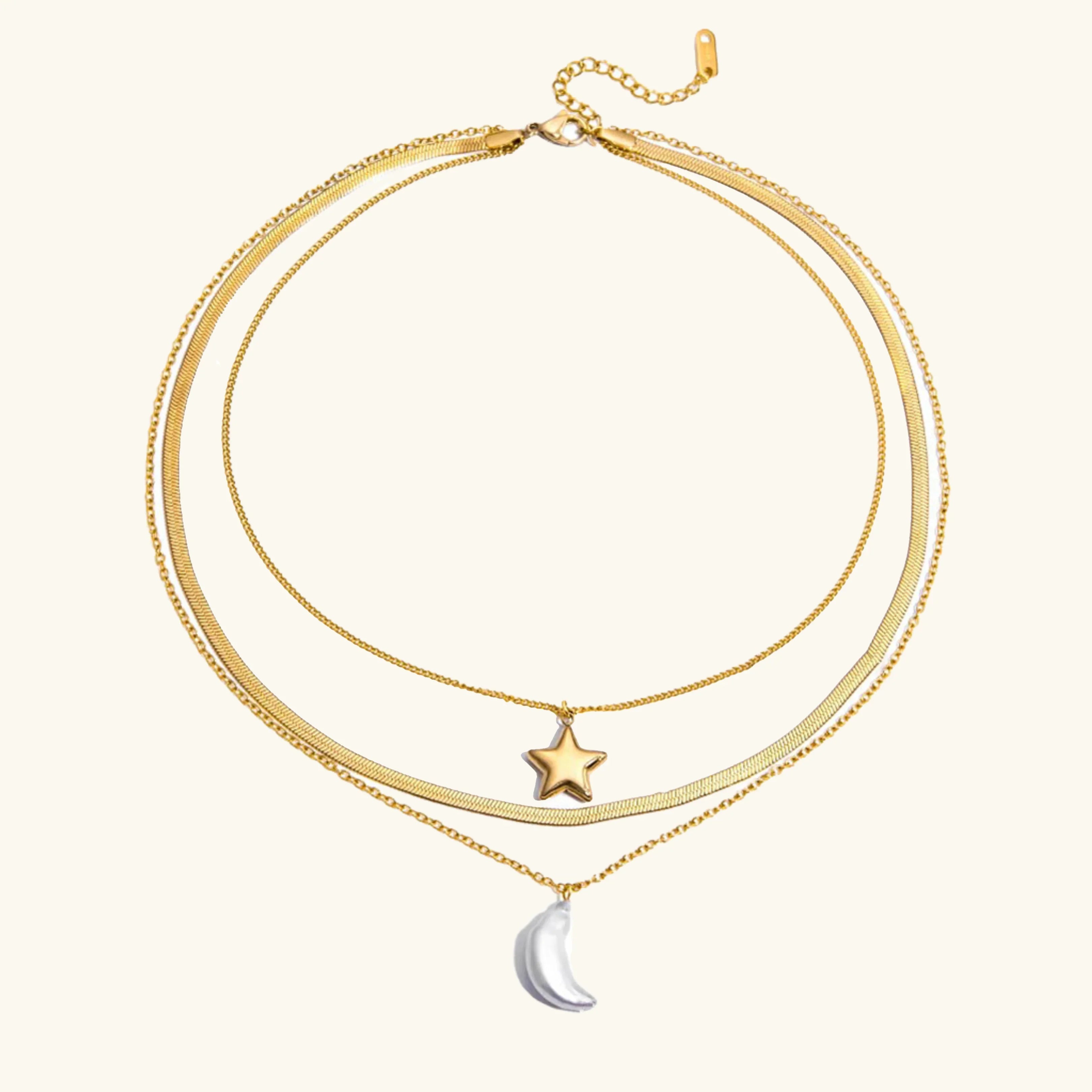 Lakshmi Sun & Moon Gold Necklace