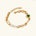 Natalie Emerald Pearl Bracelet