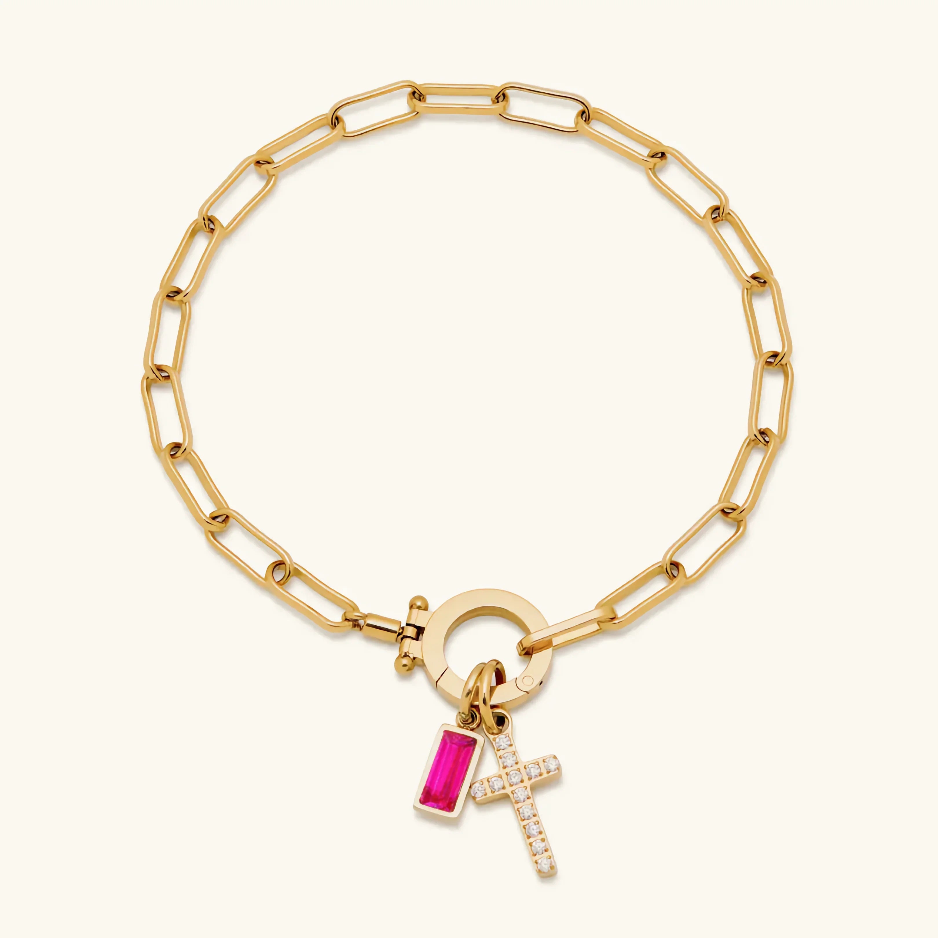 Helen Birthstone Cross Bracelet