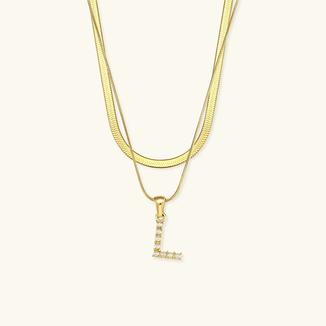 Bastet Layered Gold Initial Letter Necklace