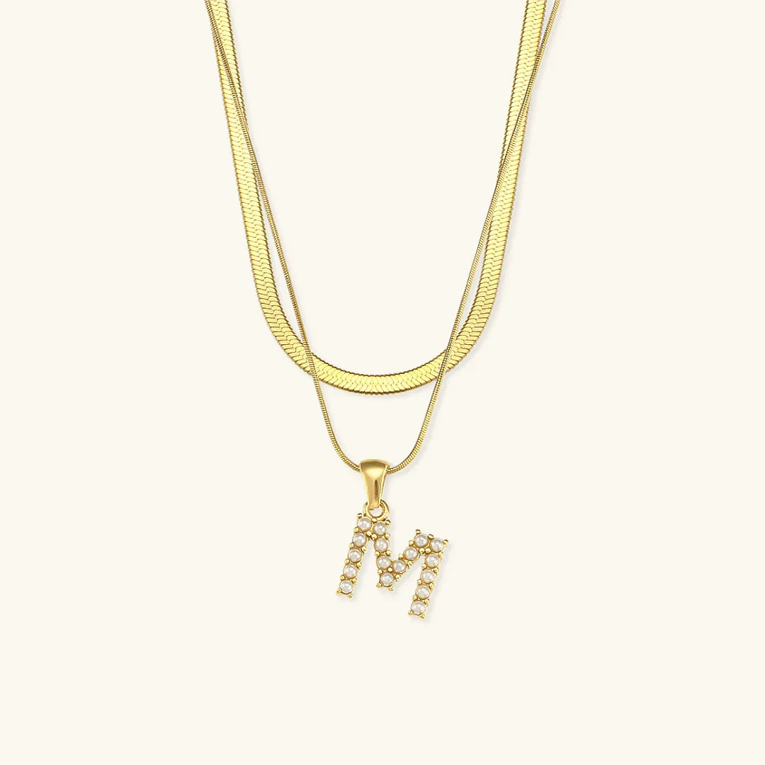 Bastet Layered Gold Initial Letter Necklace