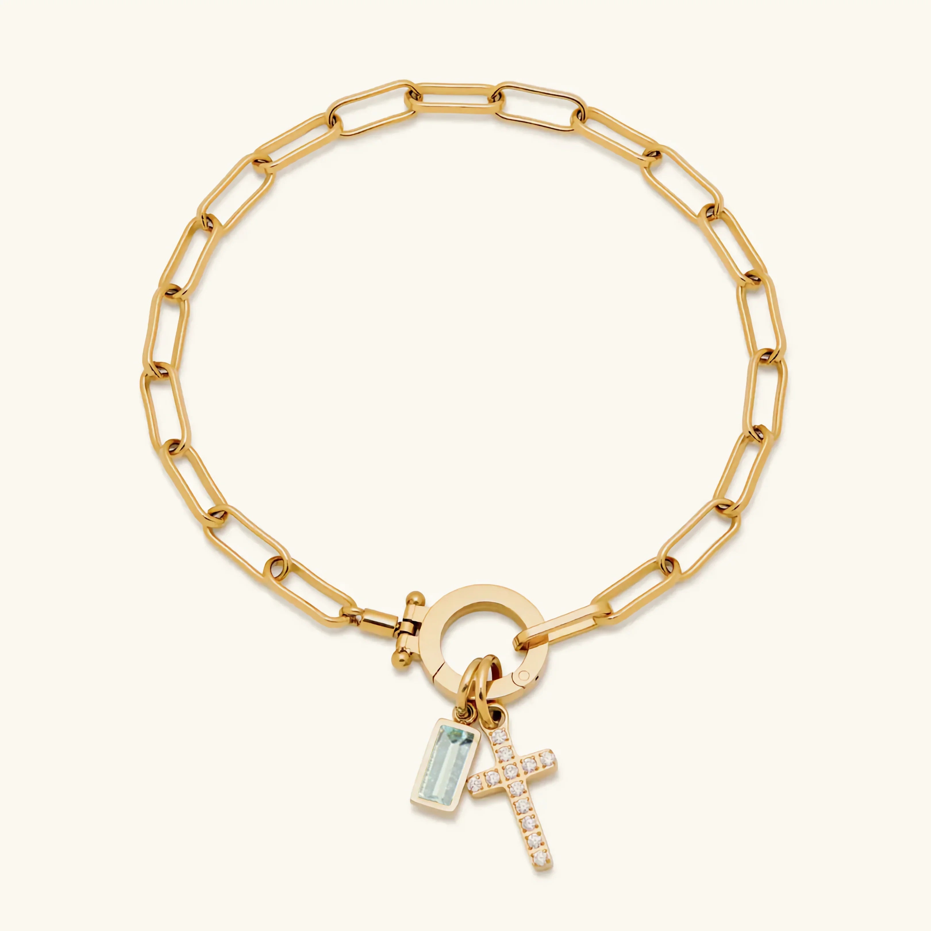 Helen Birthstone Cross Bracelet