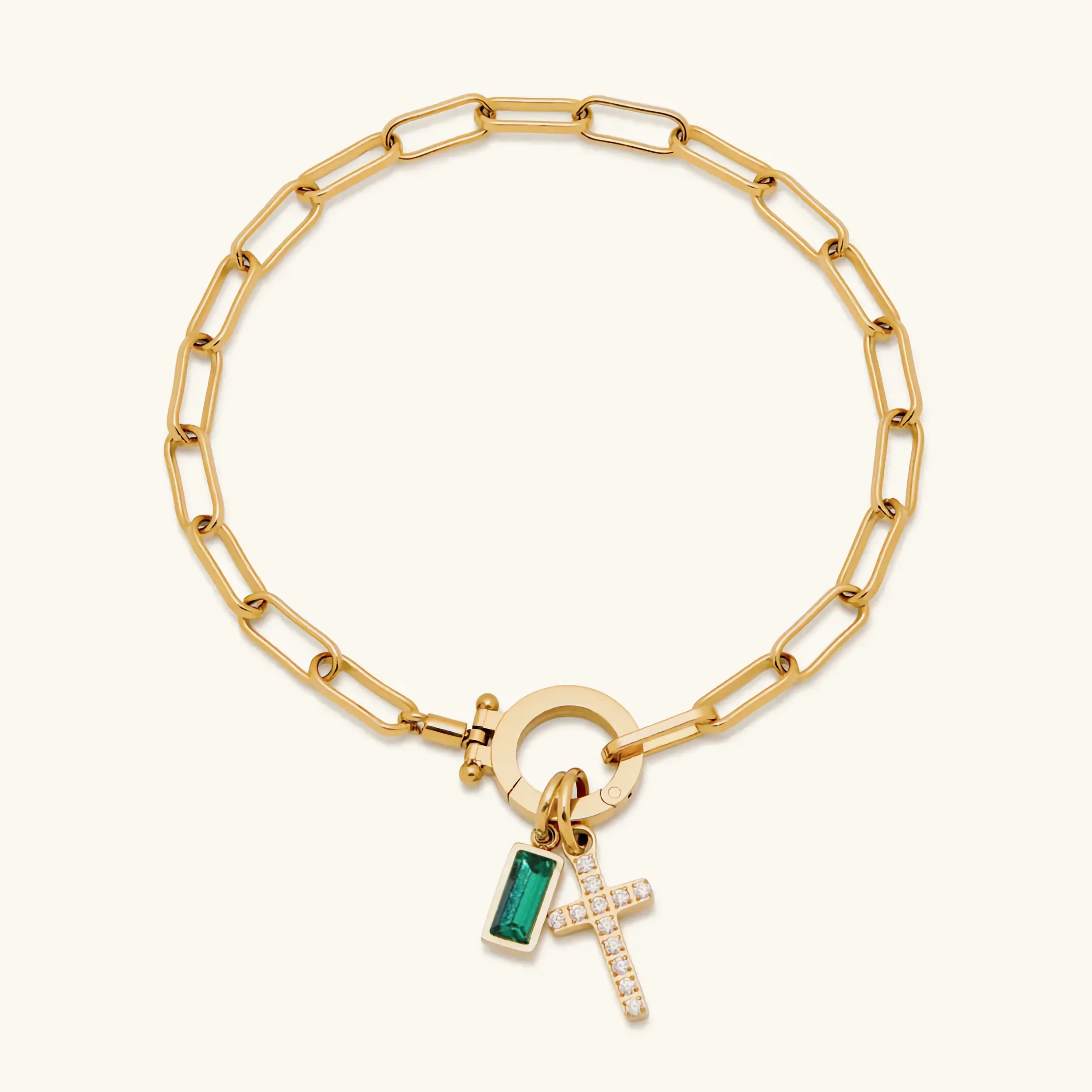 Helen Birthstone Cross Bracelet