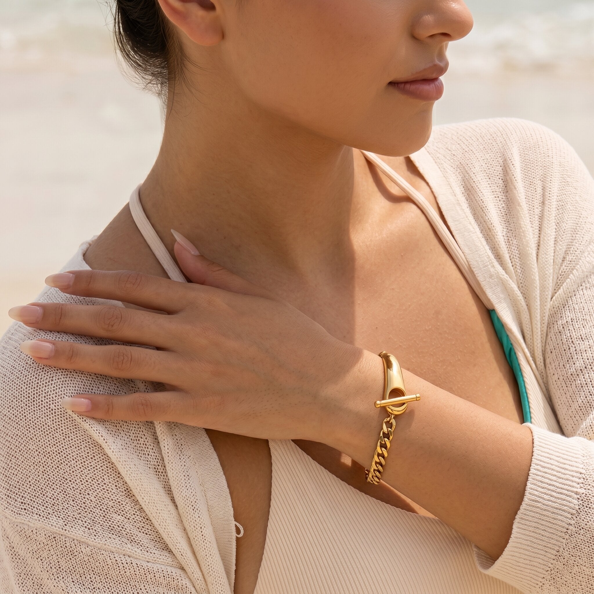Alessia Chained Gold Bangle