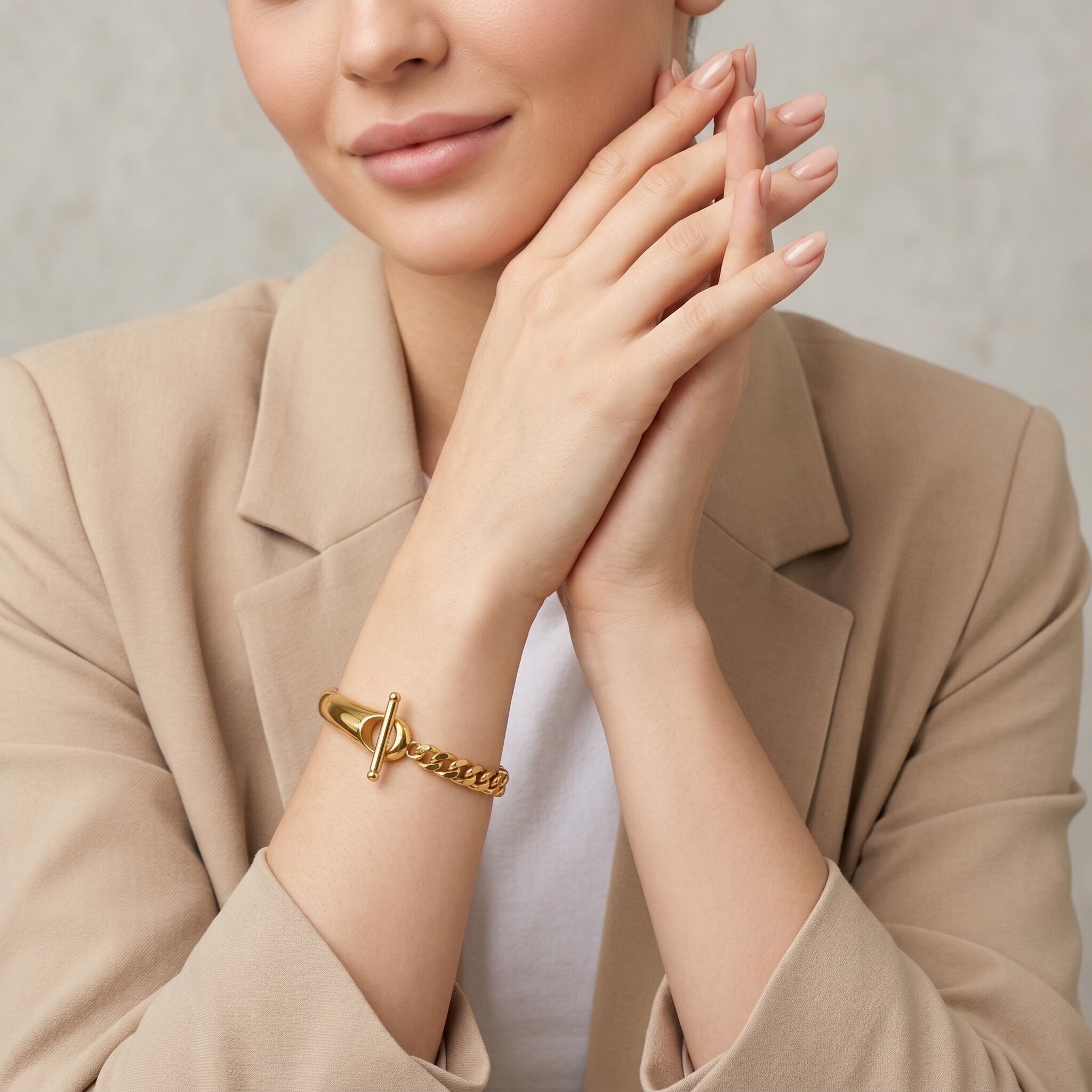 Alessia Chained Gold Bangle