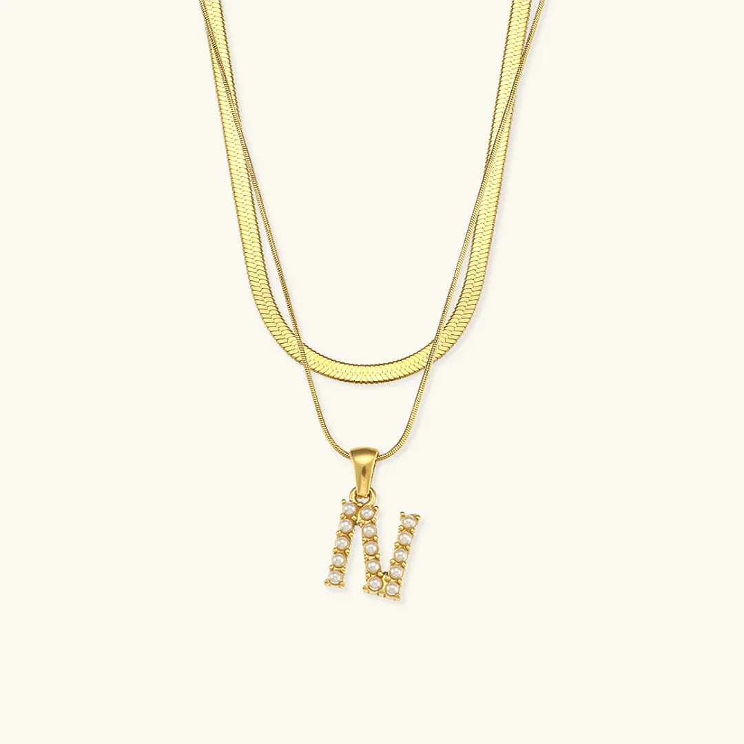 Bastet Layered Gold Initial Letter Necklace