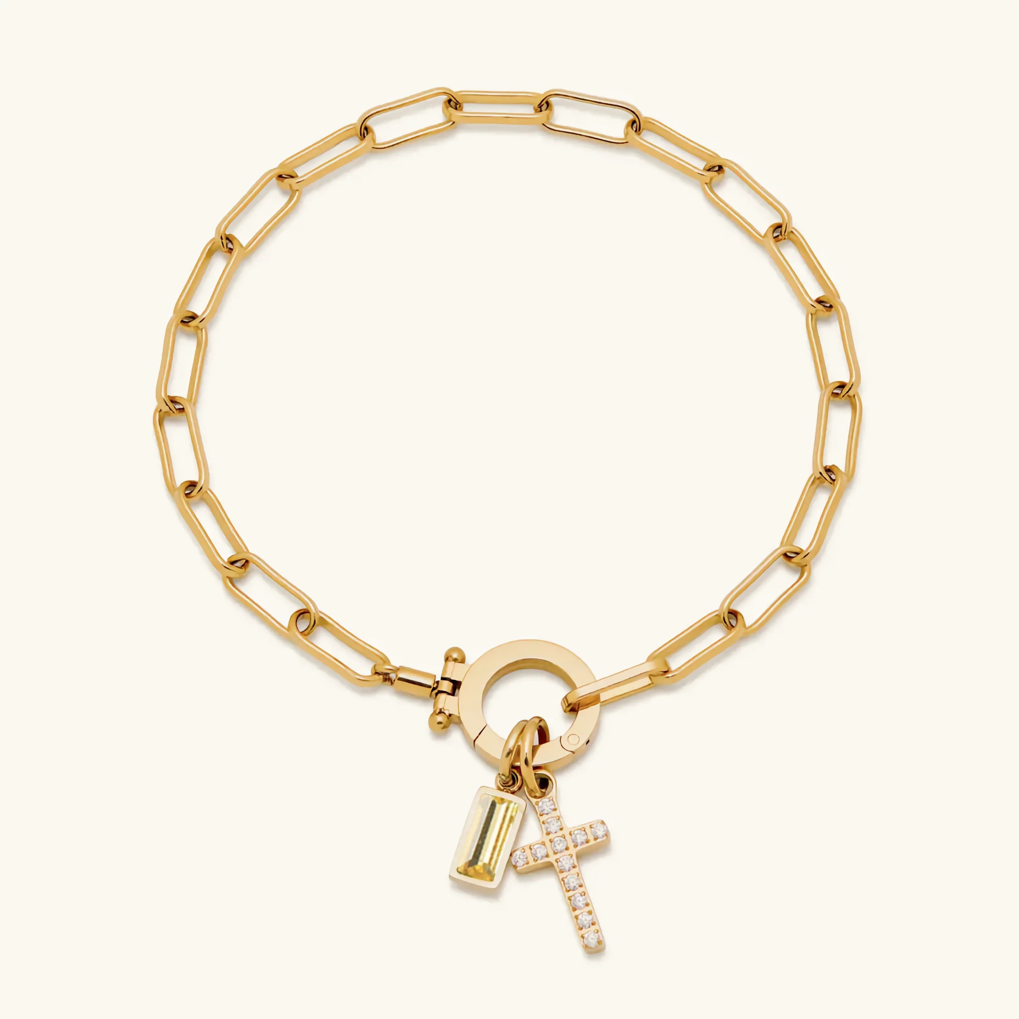 Helen Birthstone Cross Bracelet