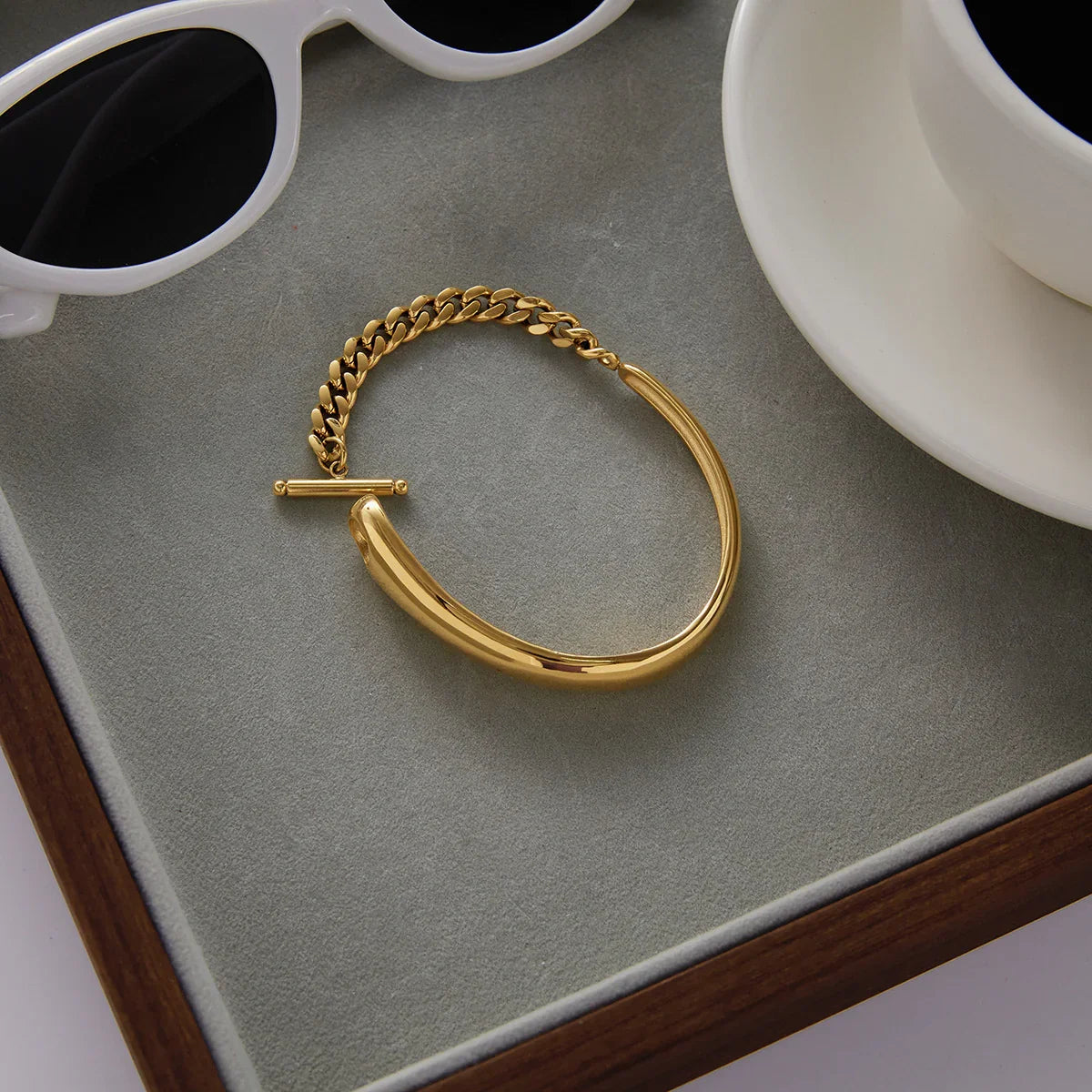 Alessia Chained Gold Bangle