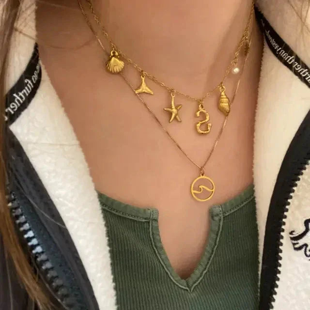 Nut Ocean Initial Necklace