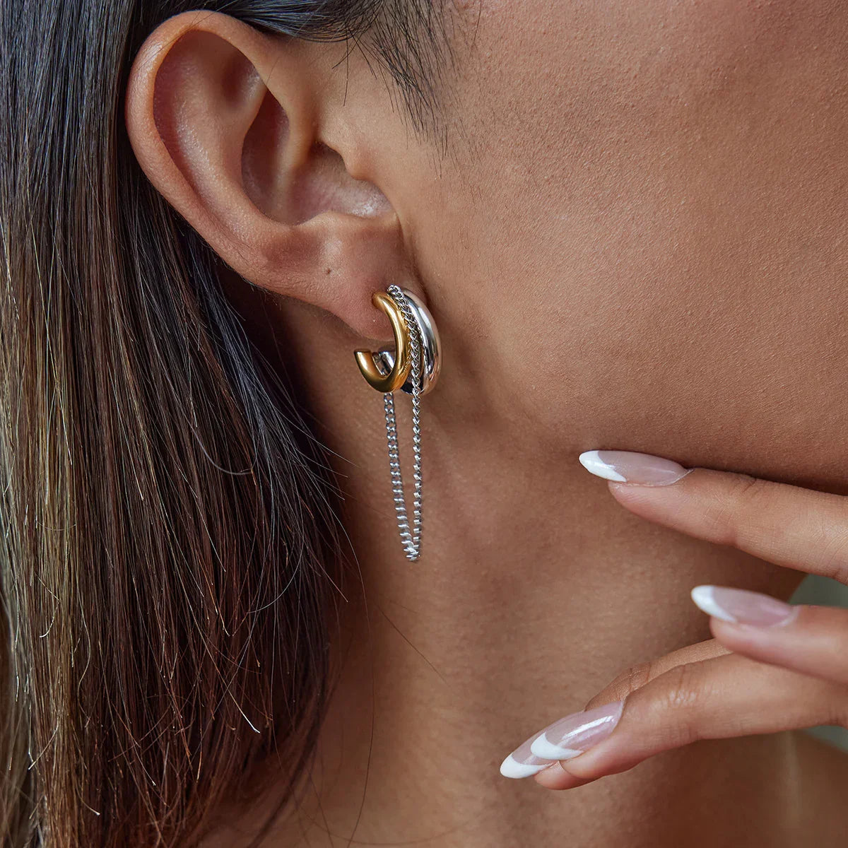 Softness Link Chain Hoops