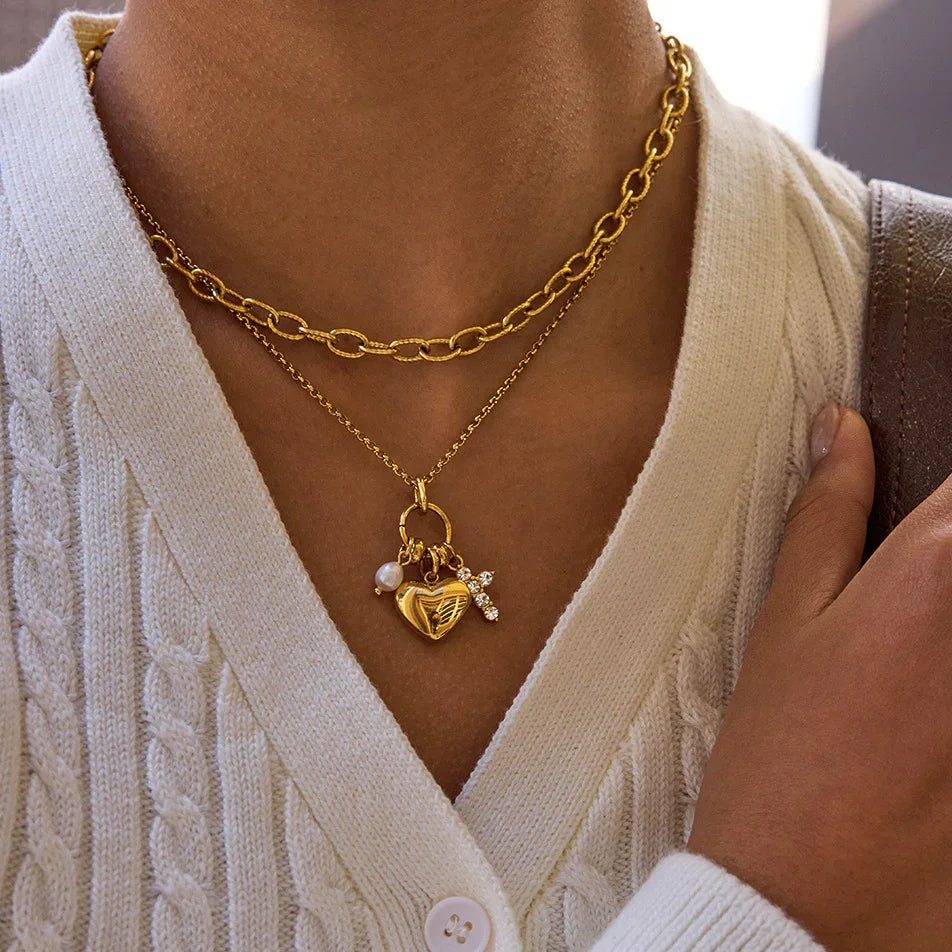 Minerva Diamond Heart Charm Necklace