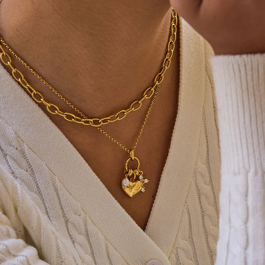 Minerva Diamond Heart Charm Necklace
