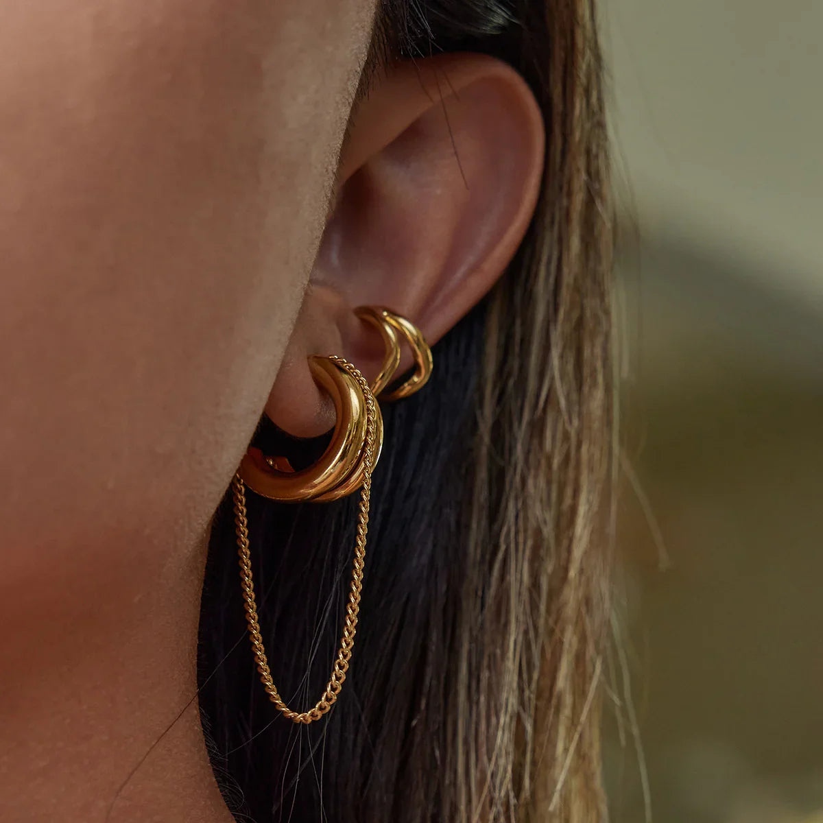 Softness Link Chain Hoops