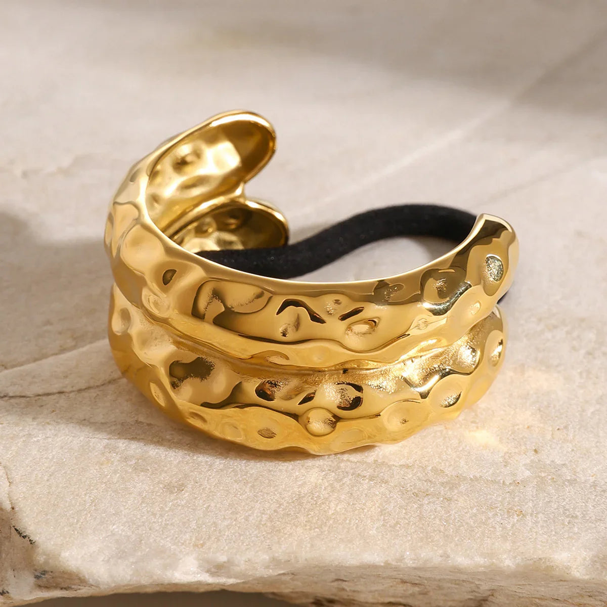 Lotus Hammered Arch Pony Cuff
