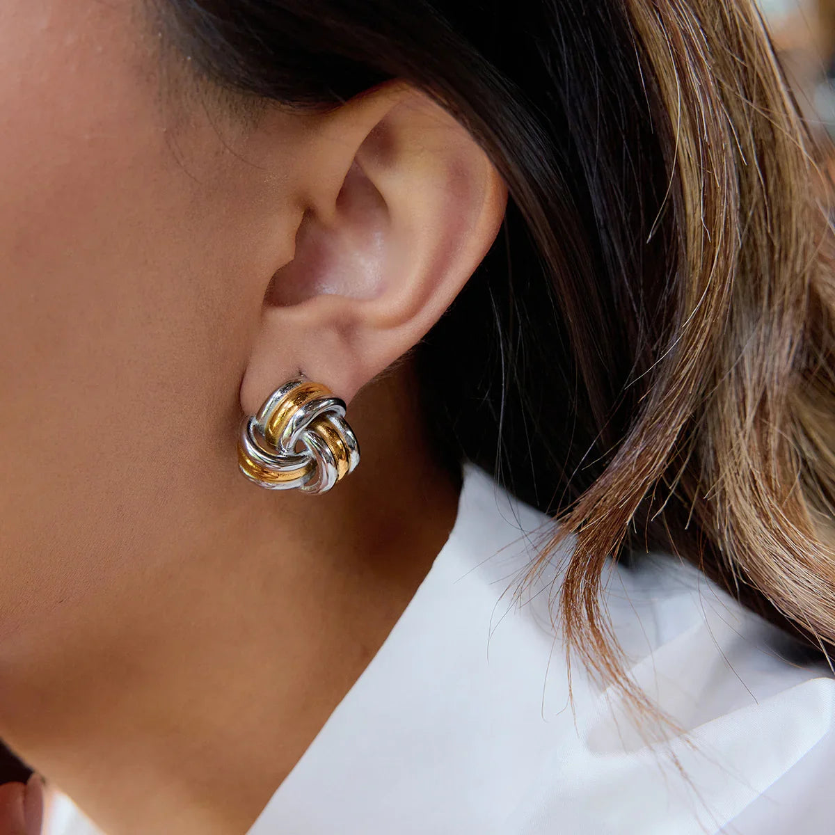 Seductive Chunky Gold Knot Earrings