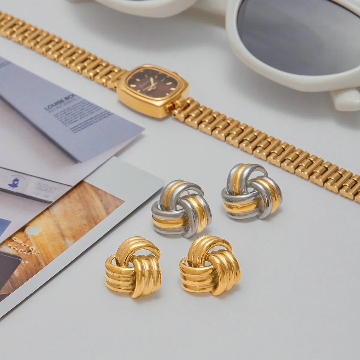 Seductive Chunky Gold Knot Earrings